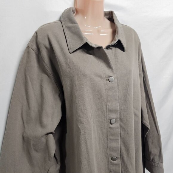 Eileen Fisher Classic Collared Jacket Women Size 2X Brown - Picture 4 of 12